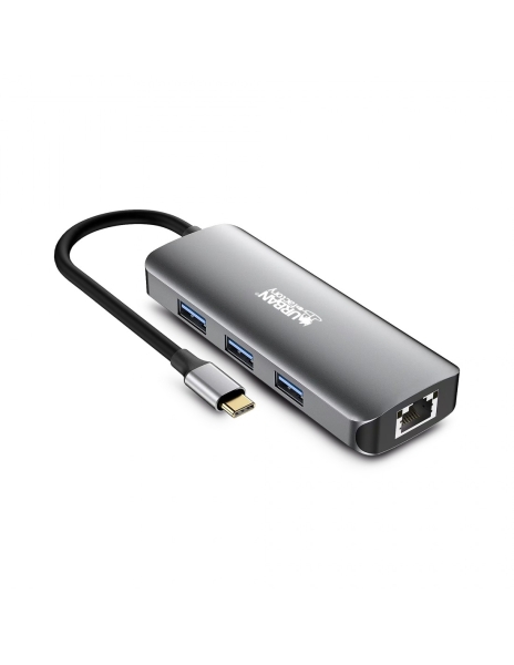 Urban Factory Hubee HUB 7 en 1 - USB-C Macho - USB-A/HDMI/RJ45/USB-C Hembra - 100W PD - Color Gris Metal Urban Factory Hubee HUB 7 en 1 - USB-C Macho - USB-A/HDMI/RJ45/USB-C Hembra - 100W PD - Color Gris Metal