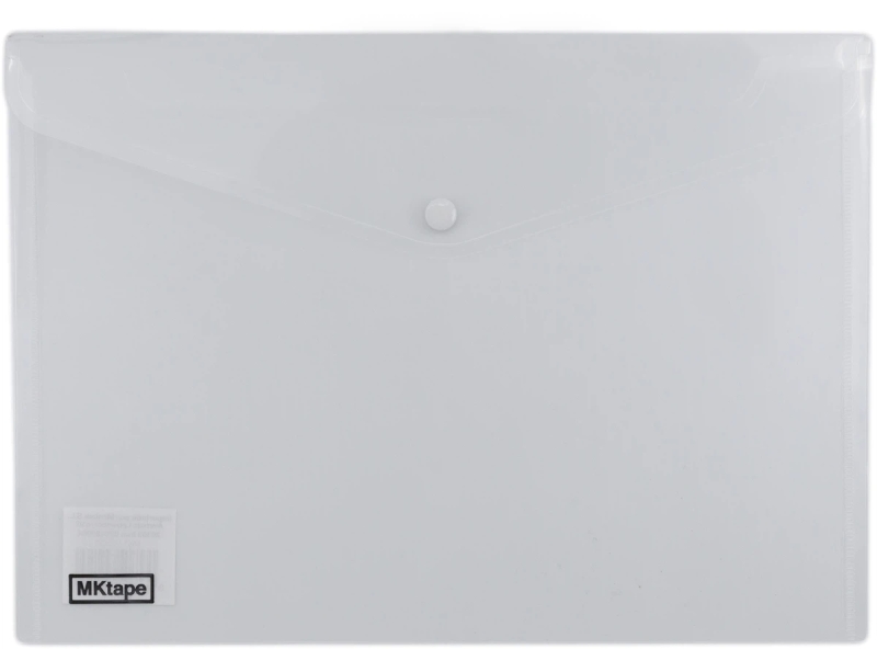 MKtape Pack de 2 Sobres Portadocumentos con Broche - Plastico - Tamaño A4 - Color Transparente