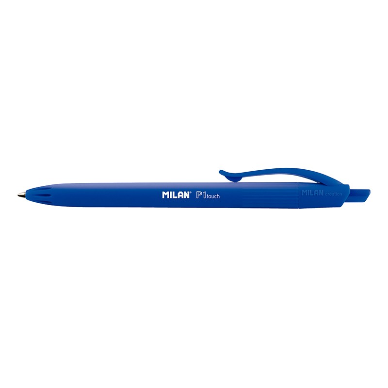 Milan P1 Touch Boligrafo de bola retractil - Punta redonda 1.0 mm - Tinta con Base de Aceite - Escritura suave - 1.200m de escritura - Color Azul