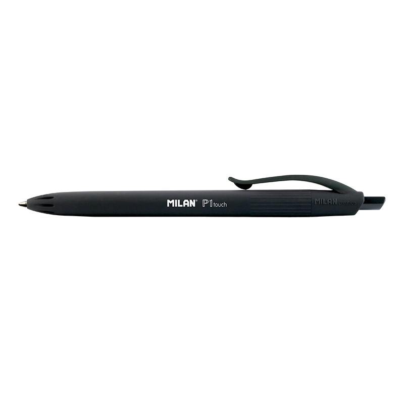 Milan P1 Touch Boligrafo de bola retractil - Punta redonda 1.0 mm - Tinta de Aceite - Escritura suave - 1.200m de escritura - Color Negro