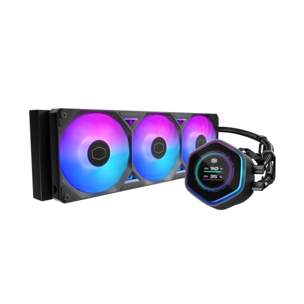 Cooler Master Masterliquid 360 Atmos II LCD ARGB Kit de Refrigeracion Liquida - Ventiladores Preinstalados - Dual Chamber - Pantalla de 2.1\" - Color Negro