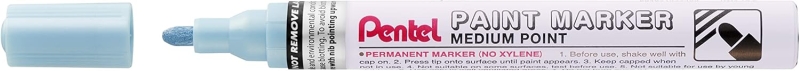 Pentel Paint Marker Marcador de Pintura - Punta Media 4.5mm - Permanente en todas las Superficies - Resistente a Luz y Agua - Cuerpo de Aluminio - Color Azul Claro Perla