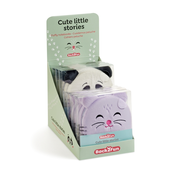 Miquel Rius Back2Fun Expositor con 8 Cuadernos Peluche - 160 Hojas de Papel 80 g/m2 - 4 de cada Modelo Panda y Hamster