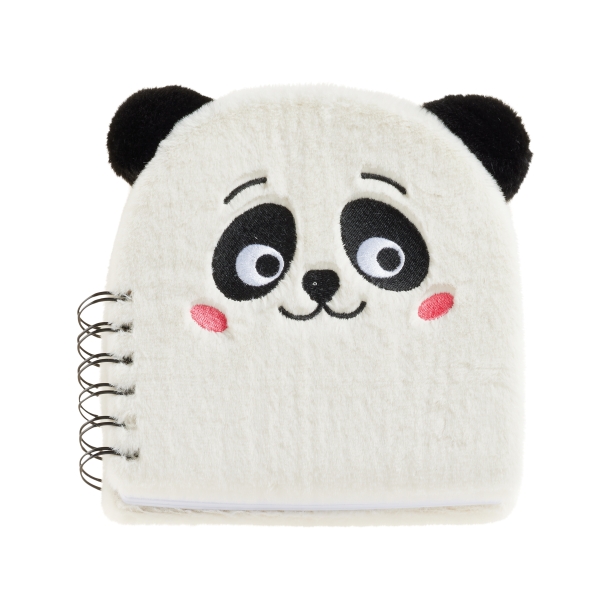 Miquel Rius Back2Fun Cuaderno Peluche Panda - 160 Hojas Lisas de Papel 80 g/m2 - Guardas Estampadas y Primera Pagina con Portadilla