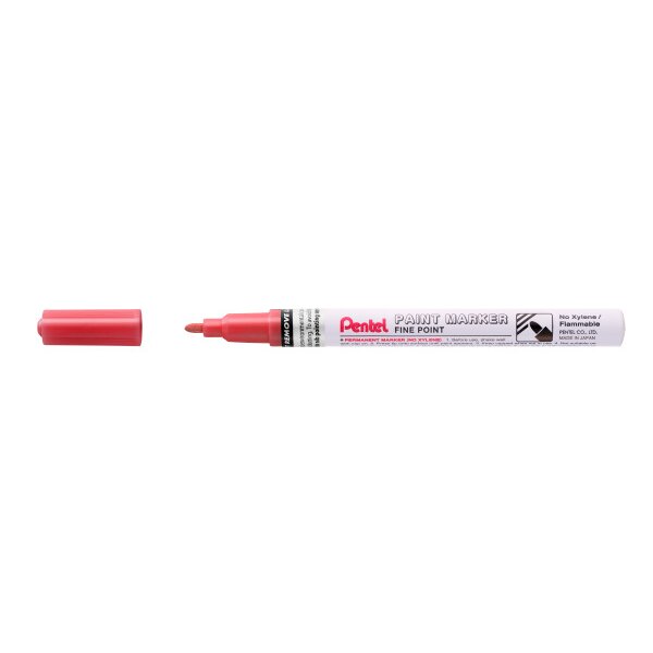 Pentel Paint Marker Marcador de Pintura - Punta Fina 2.9mm - Permanente en todas las Superficies - Resistente a Luz y Agua - Cuerpo de Aluminio - Color Rojo Perla