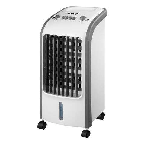 Muvip Climatizador 4 Litros, 80W, 3 Velocidades, Oscilación 120º, Temporizador, Humidificador, Caudal 300m³/h, con Ice-Pack Muvip Climatizador 4 Litros, 80W, 3 Velocidades, Oscilación 120º, Temporizador, Humidificador, Caudal 300m³/h, con Ice-Pack