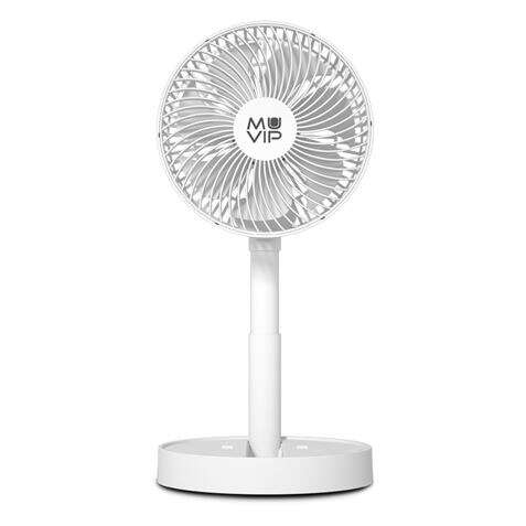 Muvip Ventilador de Sobremesa Portatil Plegable 6.5W 19cm de Diametro - 4 Velocidades - Angulo Ajustable hasta 90º - Autonomia hasta 21h - Color Blanco Muvip Ventilador de Sobremesa Portatil Plegable 6.5W 19cm de Diametro - 4 Velocidades - Angulo Ajustable hasta 90º - Autonomia hasta 21h - Color Blanco