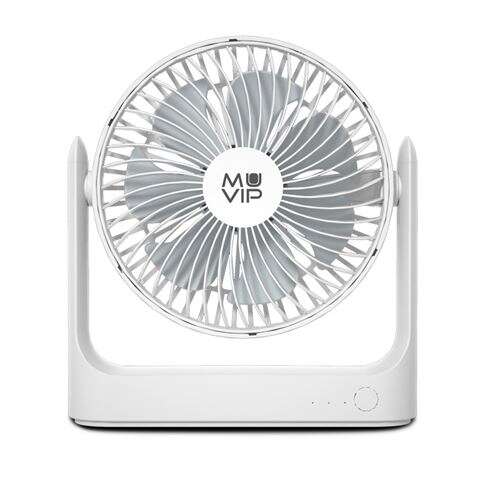 Muvip Ventilador de Sobremesa Portatil 5.5W 18cm de Diametro - 3 Velocidades - Angulo Ajustable hasta 360º - Autonomia hasta 15h - Color Blanco Muvip Ventilador de Sobremesa Portatil 5.5W 18cm de Diametro - 3 Velocidades - Angulo Ajustable hasta 360º - Autonomia hasta 15h - Color Blanco