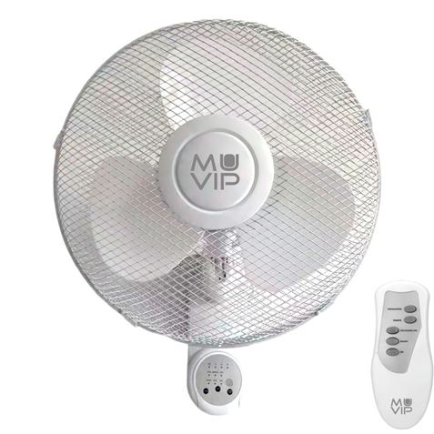 Muvip Ventilador de Pared - 45W - 3 Velocidades - Mando a Distancia - Color Blanco Muvip Ventilador de Pared - 45W - 3 Velocidades - Mando a Distancia - Color Blanco