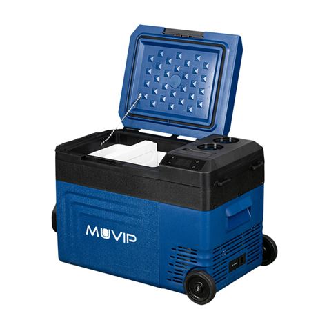 Muvip Nevera Compresor Portatil Blue 22 Litros - Temperatura entre -20º/+20º - 60W - Doble Zona - Asas de Transporte y Tirador - Ruedas - Compresor Silencioso - Color Azul Muvip Nevera Compresor Portatil Blue 22 Litros - Temperatura entre -20º/+20º - 60W - Doble Zona - Asas de Transporte y Tirador - Ruedas - Compresor Silencioso - Color Azul