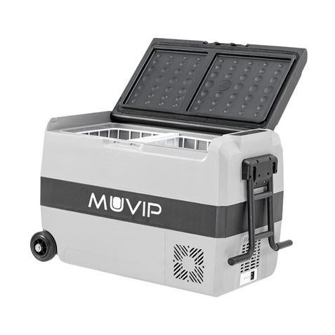 Muvip Nevera Compresor Portatil 44 Litros - Temperatura entre -20º/+20º - 80W - Doble Zona - Asas de Transporte y Tirador - Ruedas - Compresor Silencioso - Color Gris Muvip Nevera Compresor Portatil 44 Litros - Temperatura entre -20º/+20º - 80W - Doble Zona - Asas de Transporte y Tirador - Ruedas - Compresor Silencioso - Color Gris