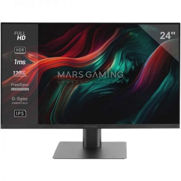 Mars Gaming MV-24 Monitor Gaming FAST-IPS - 24\" Full HD - 1ms - 120Hz - HDR10 - FreeSync & G-Sync - Conectividad HDMI/DP - Altavoces Integrados - Color Negro