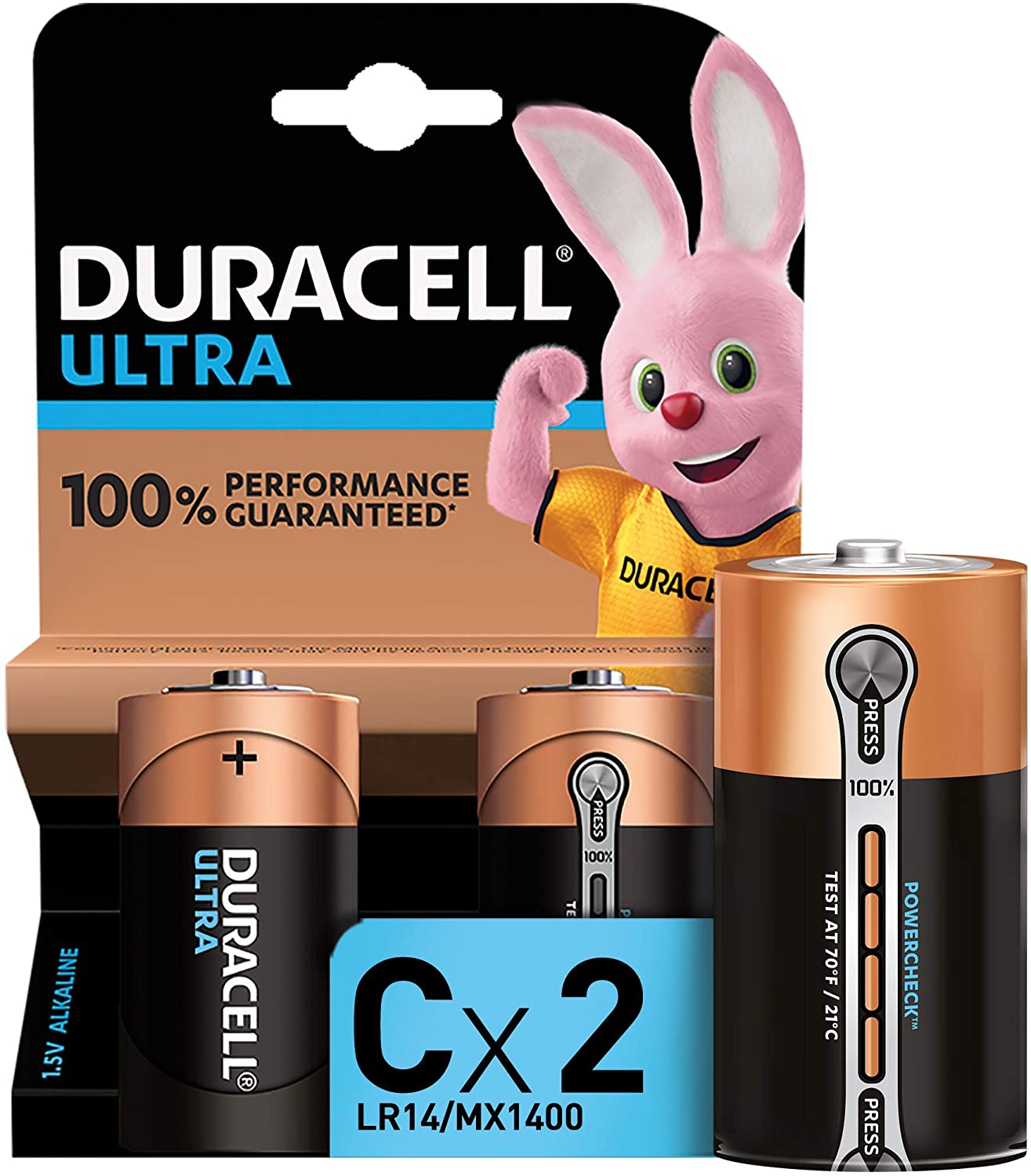 Duracell Pilas Alcalinas C Ultra LR14 1.5V - Power Check - 2 Unidades