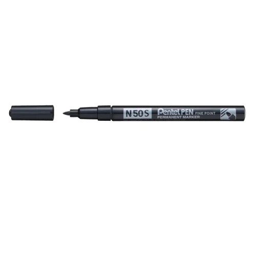 Pentel Pen N50S Rotulador Permanente - Punta Fina 3.18mm - Resistente a Agua y Luz - Color Negro