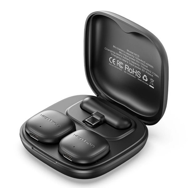 Vention Microfono de Solapa Inalambrico - Sujeccion Magnetica o Clip - 2 Transmisores - 1 Receptor - Cancelacion de Ruido por IA - Alcance hasta 50m - USB-C con Adaptador Lightning - Color Negro Vention Microfono de Solapa Inalambrico - Sujeccion Magnetica o Clip - 2 Transmisores - 1 Receptor - Cancelacion de Ruido por IA - Alcance hasta 50m - USB-C con Adaptador Lightning - Color Negro