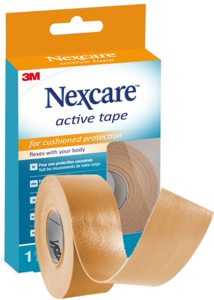 Nexcare Active Tape Cinta para Proteccion y Prevencion de Ampollas - 2.5cm x 4.5m - Transpirable - Color Marron