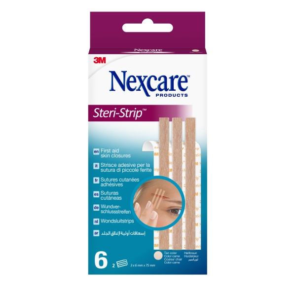 Nexcare Steri-Strip Pack de 6 Suturas Cutaneas - 6x75mm - Adhesivas - Transpirable - Color Piel