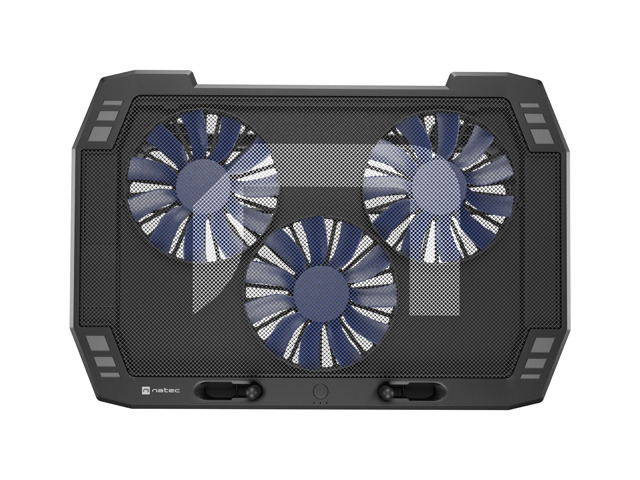 Natec Oriole Base Refrigeradora para Portatil de 17.3\" - 3 Ventiladores de 120 mm - Control de Velocidad - Iluminacion Led - Hub de 2 Puertos USB-A - Color Negro