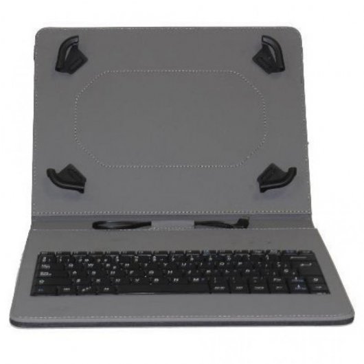 Nilox Funda Universal para Tablet hasta 10.1\" con Teclado Micro USB - Adaptador USB-C - Sistema Antiapertura - Color Negro