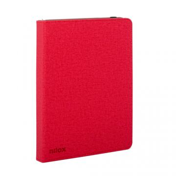 Nilox Funda Universal para Tablet hasta 10.1\" con Teclado Micro USB - Adaptador USB-C - Sistema Antiapertura - Color Rojo