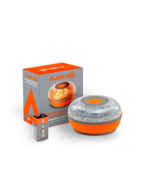 FlashLERD SOS Baliza de Señalizacion de Emergencia en Carretera V16 - Homologada por la DGT - SIM - GPS - Visibilidad 1Km - Resistencia IP54