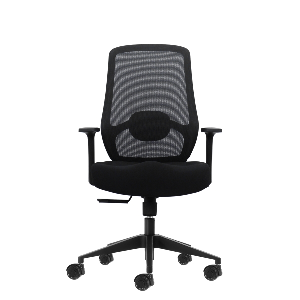 Oqonos Cherg 001 Silla de Oficina Ergonomica con Soporte Lumbar Ajustable en Altura y Profundidad, Respaldo de Malla Transpirable, Reposabrazos Fijos, Asiento Ergonomico Moldeado y Ruedas de Silicona - Negro Oqonos Cherg 001 Silla de Oficina Ergonomica con Soporte Lumbar Ajustable en Altura y Profundidad, Respaldo de Malla Transpirable, Reposabrazos Fijos, Asiento Ergonomico Moldeado y Ruedas de Silicona - Negro