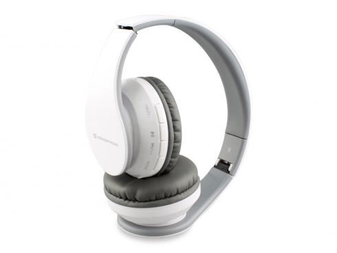 Conceptronic Parris 01 Auriculares Inalambricos Bluetooth 4.2 - Manos Libres - Entrada Auxiliar Jack de 3.5mm -Lector de Tarjeta MicroSD - 5 Horas de Autonomia - Blanco