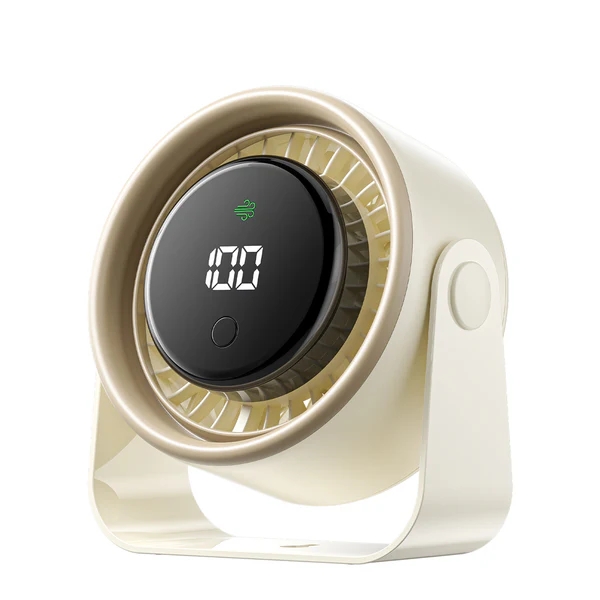 Vention PBJ Ventilador de Sobremesa - Velocidad Maxima 2500RPM - Bateria de 3000mAh - Modo Noche - Pantalla - Conexion USB-C - Color Beige