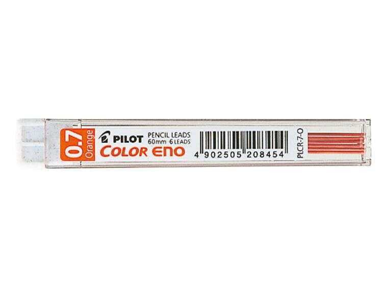 Pilot Pack de 6 Minas para Portaminas Color Eno H-197 0.7mm - Minas Color Naranja