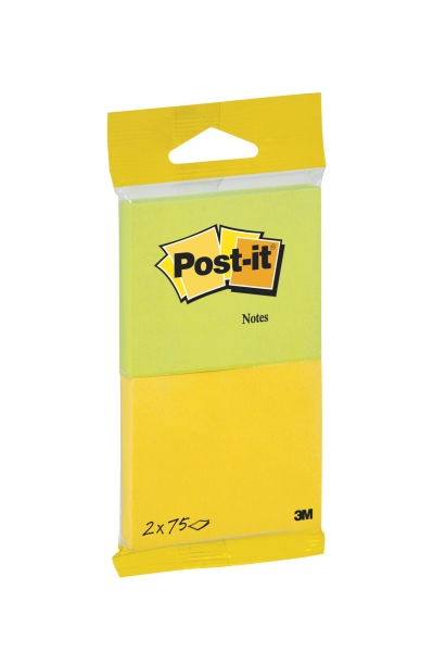 Post-It Pack de 2 Blocs de 75 Notas Adhesivas Reposicionables - Forma Rectangular - 635x762mm - Colores Surtidos
