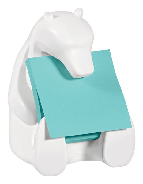 Post-It Super Sticky Dispensador con 2 Blocs de 45 Z-Notas - Forma de Oso - Forma Cuadrada - 76x76mm - Color Blanco