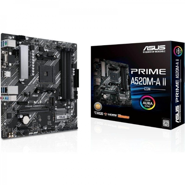 Asus Prime A520M-A II/CSM Placa Base AMD AM4 4x DDR4 - HDMI, M.2, PCI Express, 4x Sata III, USB 2.0, 3.2, RJ-45, VGA, MicroATX