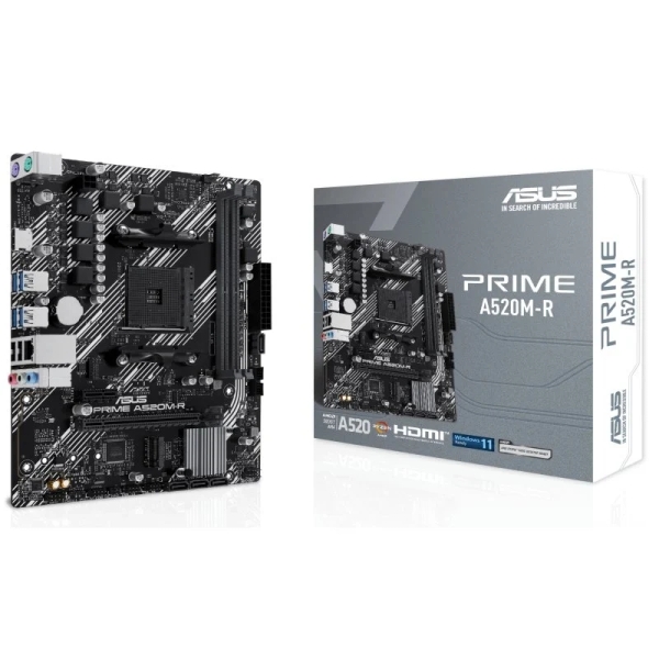 Asus Prime A520M-R Placa Base AMD4 2x DDR4 - HDMI, M.2, PCI Express, 4x Sata III, USB 2.0, 3.2, RJ-45, MicroATX