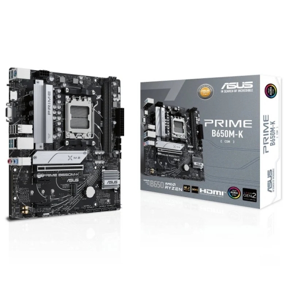 Asus Prime B650M-K Placa Base AMD AM5 2x DDR5 - HDMI, M.2, PCIe 4.0, 4x Sata III, USB 2.0, 3.2, RJ-45, VGA, Factor MicroATX
