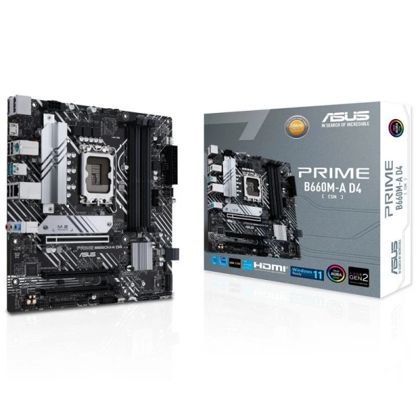 Asus Prime B660M-A D4-CSM Placa Base Intel 1700 4x DDR4 - HDMI, M.2, PCIe4.0, 4x Sata III, USB 3.2, ATX