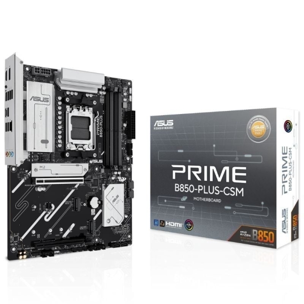 Asus Prime B850-Plus-CSM Placa Base AM5 - 4x DDR5, 3x M2, 4x Sata III, PCIe 4.0, 5.0 USB 2.0, 3.2, USB-C, RJ-45, HDMI, DisplayPort, ATX