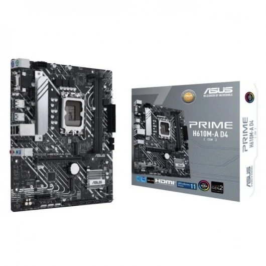 Asus Prime H610M-A D4 CSM Placa Base Intel1700 2x DDR4 - HDMI, M.2, PCIe3.0, 4x Sata III, USB 3.2, MicroATX