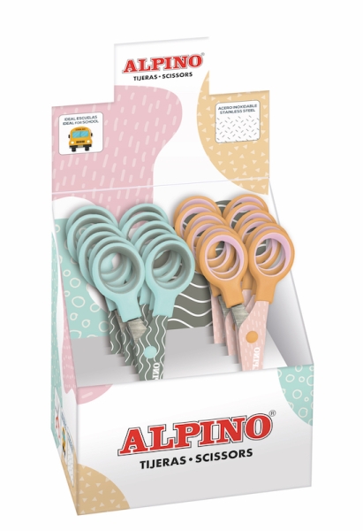 Alpino Pastel Tijera Escolar 13cm - Acero Inoxidable - Punta Roma - Colores Pastel Surtidos
