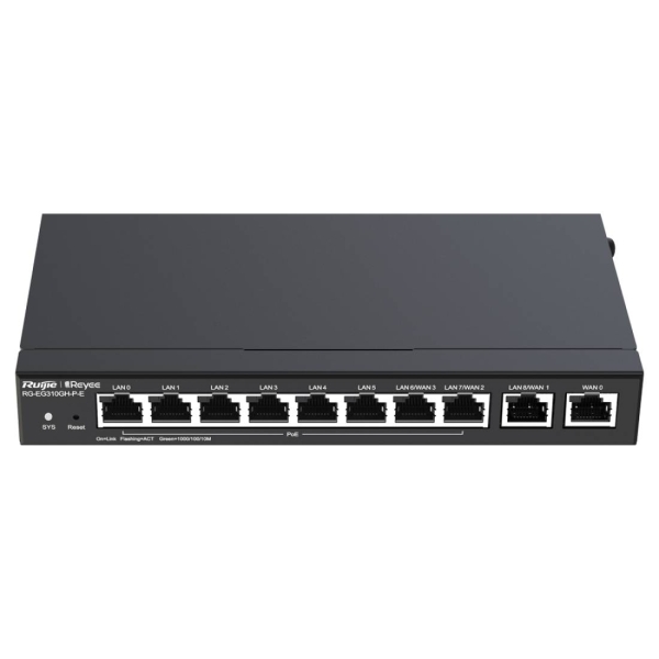 Ruijie RG-EG310GH-P-E Router de Sobremesa - 10 Puertos - 8x PoE+ 110W - 1.5Gbps - Capacidad hasta 300 Usuarios - Gestion en la Nube - Color Negro Ruijie RG-EG310GH-P-E Router de Sobremesa - 10 Puertos - 8x PoE+ 110W - 1.5Gbps - Capacidad hasta 300 Usuarios - Gestion en la Nube - Color Negro