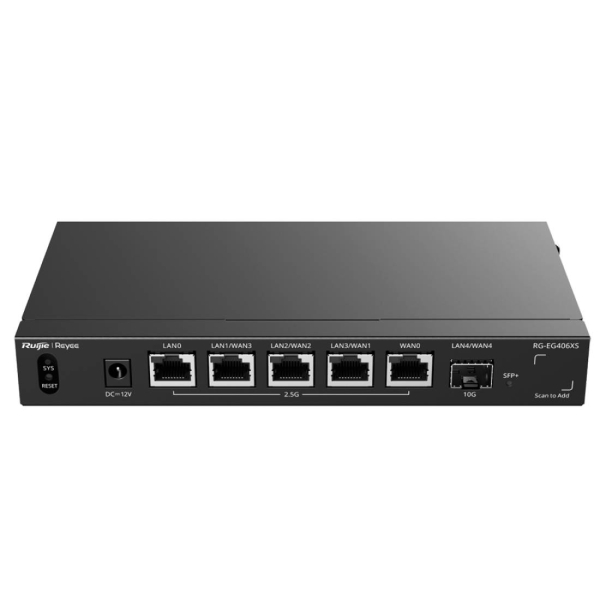 Ruijie RG-EG406XS Router Gestionado - 6 Puertos - 5x Ethernet 2.5Gbps - SFP+ - Gestion en la Nube - Color Negro Ruijie RG-EG406XS Router Gestionado - 6 Puertos - 5x Ethernet 2.5Gbps - SFP+ - Gestion en la Nube - Color Negro