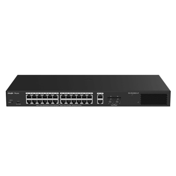 Ruijie RG-ES228GS-LP Switch - 26 Puertos Ethernet hasta 1Gbps - 2x SFP 1Gbps - PoE/PoE+ hasta 250W - Gestionado en la Nube - Color Negro Ruijie RG-ES228GS-LP Switch - 26 Puertos Ethernet hasta 1Gbps - 2x SFP 1Gbps - PoE/PoE+ hasta 250W - Gestionado en la Nube - Color Negro