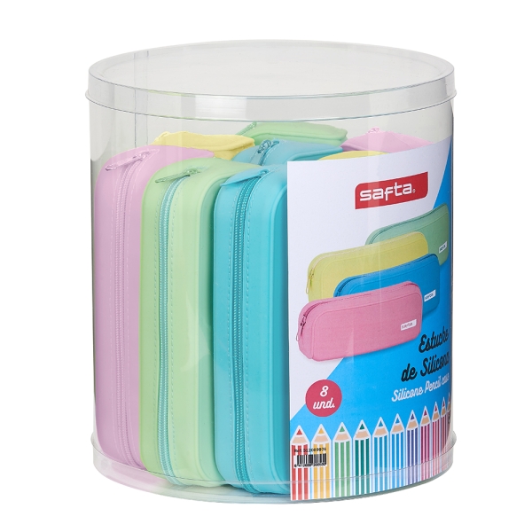 Safta Conjunto 8 Estuches - Silicona - Cuadrados - 27x23cm - Colores Surtidos
