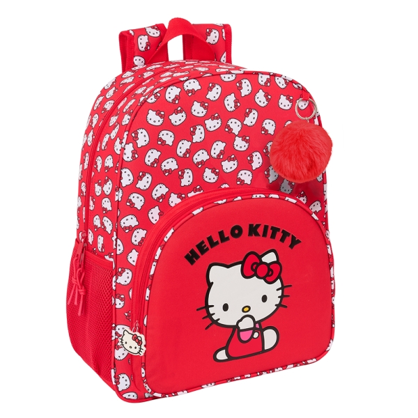 Safta Hello Kitty \"Iconic\" Mochila Infantil - Adaptable a Carro - Asa de Mano - Bolsillos Laterales - 33x42x14cm - Color Rojo