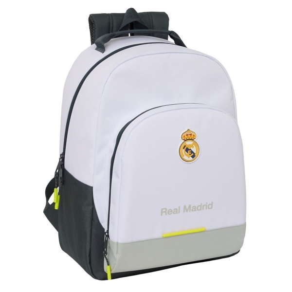 Safta Real Madrid 1ª Equipacion 25/26 Mochila Escolar - Adaptable a Carro - Asa de Mano - 32x42x15cm - Color Blanco