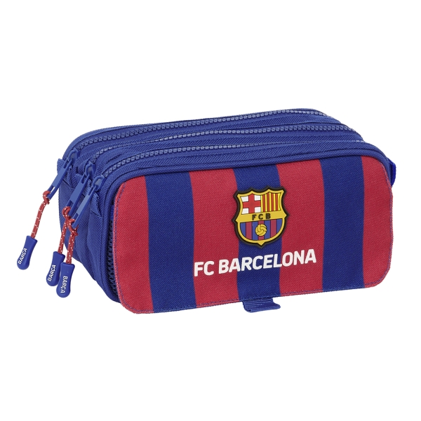 Safta F.C. Barcelona Estuche Portatodo - 3 Compartimentos - 21.5x10x8cm - Color Rojo y Azul