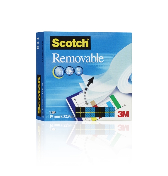 Scotch Cinta Adhesiva Invisible - Reutilizable - 19mm x 33m - Color Transparente