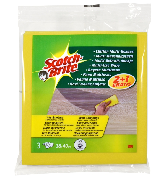 Scotch-Brite Pack de 3 Bayetas Multiusos - Promocion 2 + 1 Gratis - Color Amarillo Scotch-Brite Pack de 3 Bayetas Multiusos - Promocion 2 + 1 Gratis - Color Amarillo