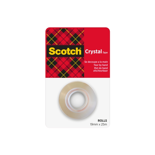 Scotch Cinta Adhesiva - Facil de Cortar - 19mm x 25m - Color Transparente
