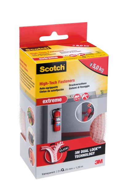 Scotch Extreme Pack de 2 Cierres Adhesivos Reposicionables - 25mm x 1.2m - Color Transparente Scotch Extreme Pack de 2 Cierres Adhesivos Reposicionables - 25mm x 1.2m - Color Transparente