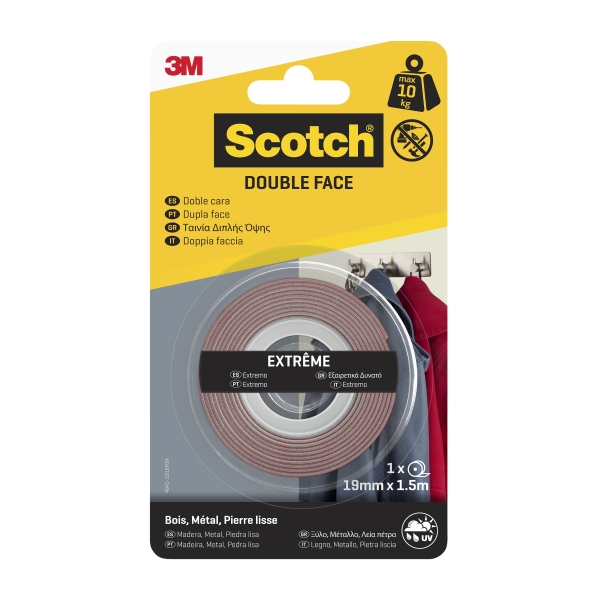 Scotch Extreme Cinta Adhesiva de Doble Cara - 19mm x 1.5m - Color Transparente Scotch Extreme Cinta Adhesiva de Doble Cara - 19mm x 1.5m - Color Transparente